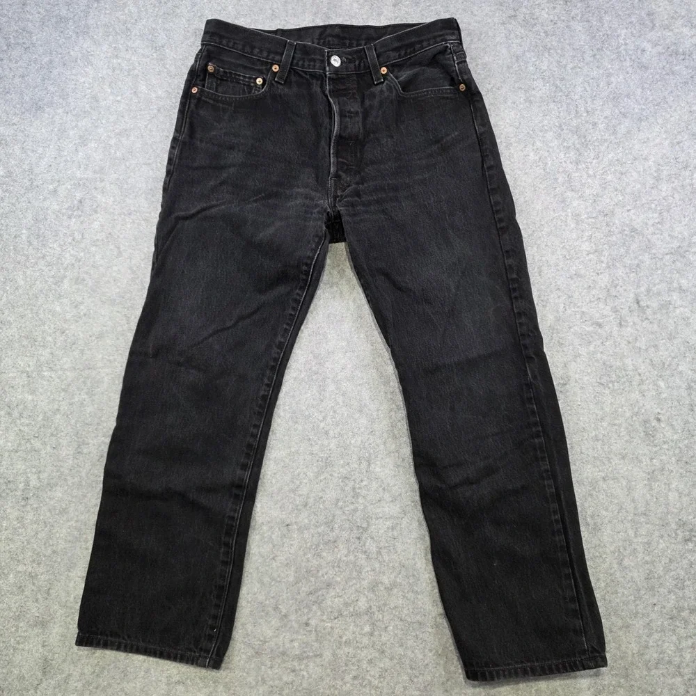 Levis 501 XX Jeans Mens 34x30 Black Button Fly Straight Leg Dark Denim Pants